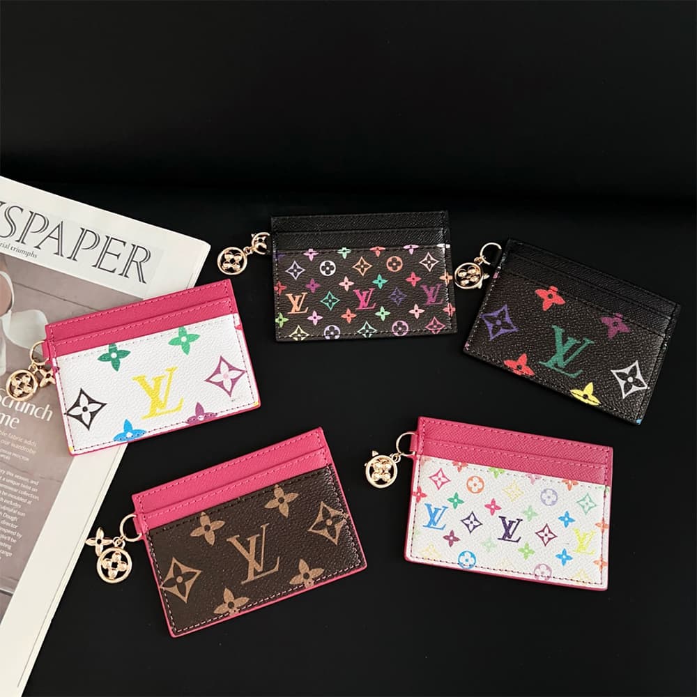 LV Luxury Card Holder - Double-Sided Monogram with 4-Leaf Charm (5-Card Capacity)