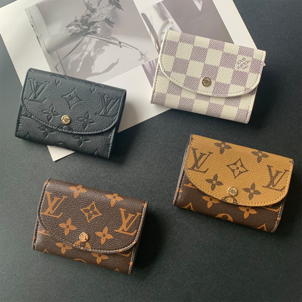 LV Luxury Card Holder - Monogram/Damier Design with Gold Accents (11x8cm)