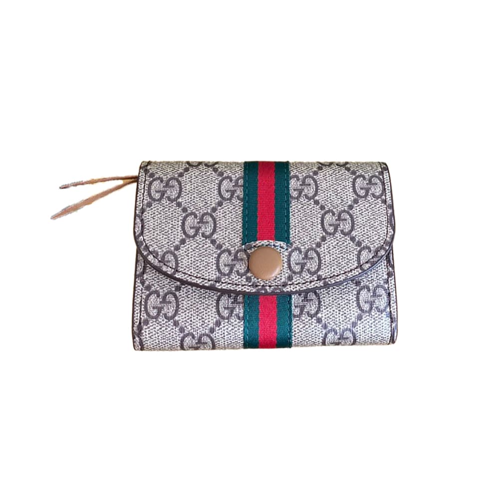 GUCCI Luxury Card Holder - GG Supreme with Red/Green Web & Tassel