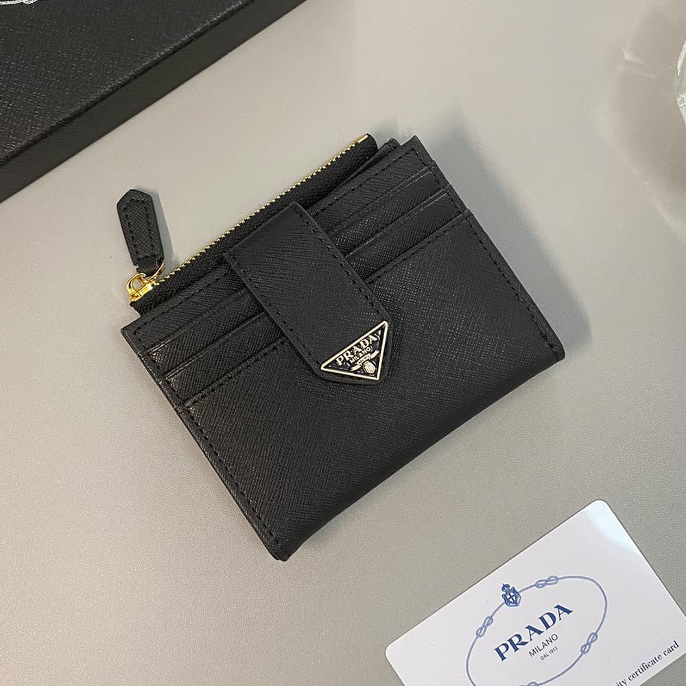 Prada Luxury Card Holder - Saffiano Leather with Triangle Logo (11x9cm) Prada Luxury Card Holder - Saffiano Leather with Triangle Logo (11x9cm)
