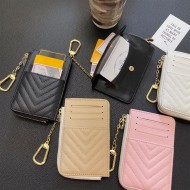 YSL CASSANDRE MATELASSÉ FRAGMENTS FLAP Card Holder with Quilted Texture & Chain Strap