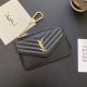 YSL Quilted Leather Card Holder with Gold-Tone Logo & Chain Strap YSL Quilted Leather Card Holder with Gold-Tone Logo & Chain Strap