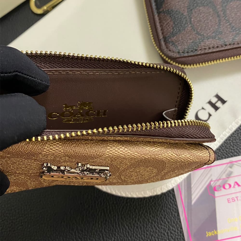 COACH Signature Card Holder with CC Monogram & Horse Carriage Charm COACH Signature Card Holder with CC Monogram & Horse Carriage Charm