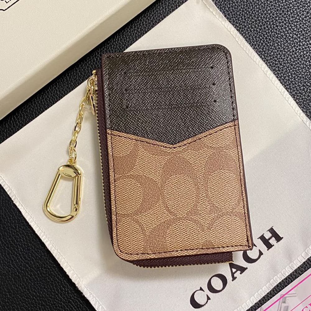 COACH Signature Card Holder with CC Monogram & Horse Carriage Charm COACH Signature Card Holder with CC Monogram & Horse Carriage Charm