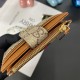 GUCCI GG Monogram Card Holder with Web Stripe & Golden-toned Studs