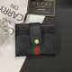 GUCCI GG Monogram Card Holder with Web Stripe & Golden-toned Studs