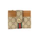 GUCCI GG Monogram Card Holder with Web Stripe & Golden-toned Studs
