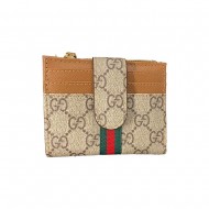 GUCCI GG Monogram Card Holder with Web Stripe & Coin Pocket