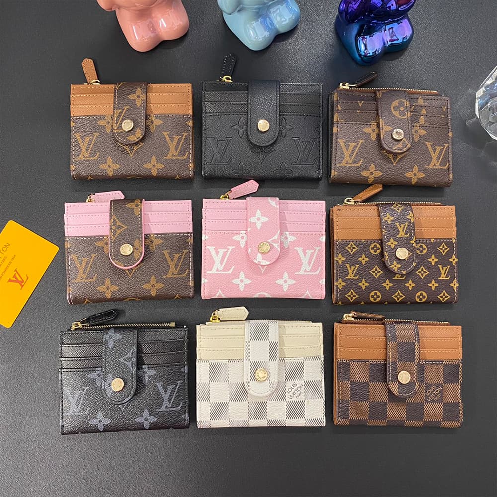 Louis Vuitton-Inspired Monogram Card Holder with Golden-toned Rivets