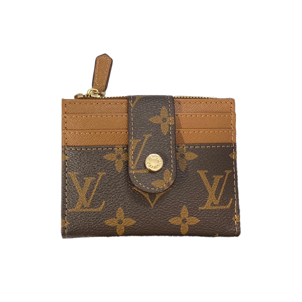 Louis Vuitton-Inspired Monogram Card Holder with Golden-toned Rivets