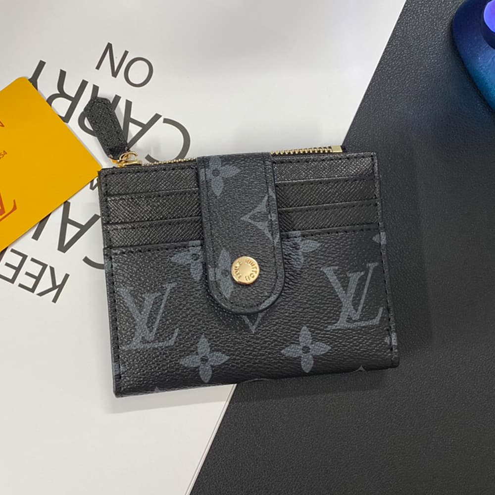 Louis Vuitton-Inspired Monogram Card Holder with Golden-toned Rivets Louis Vuitton-Inspired Monogram Card Holder with Golden-toned Rivets