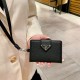 Prada Pebbled Leather Card Holder with Triangle Logo