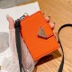 Prada Pebbled Leather Card Holder with Triangle Logo