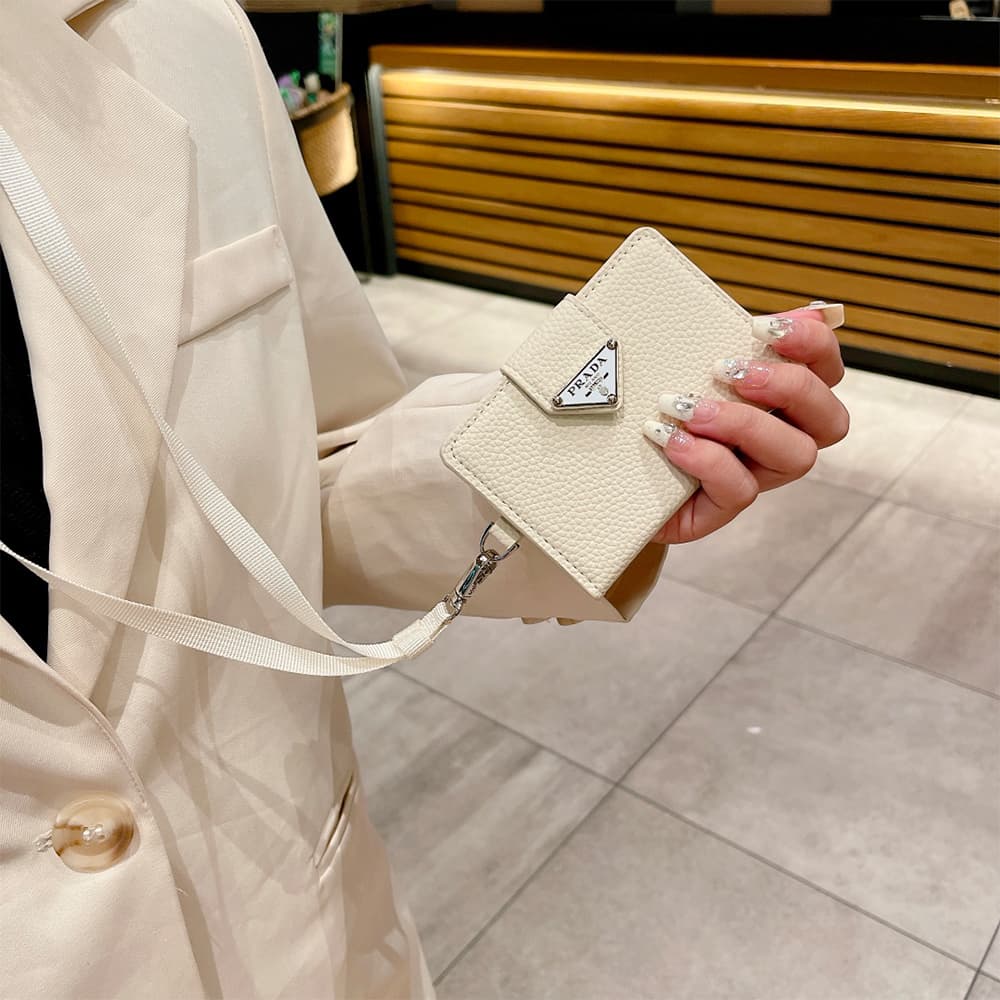 Prada Pebbled Leather Card Holder with Triangle Logo