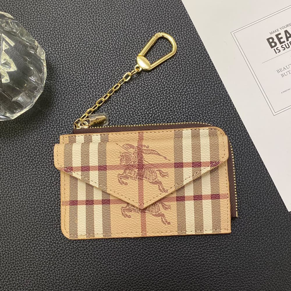 Burberry Classic Check Card Holder with TB Logo & Equestrian Knight