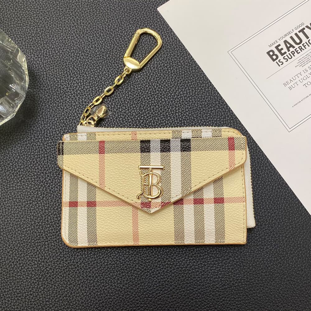 Burberry Classic Check Card Holder with TB Logo & Equestrian Knight