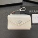 Prada Luxury Card Holder with Metal Triangle Logo & Chain