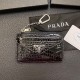 Prada Luxury Card Holder with Metal Triangle Logo & Chain