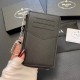 Prada Luxury Card Holder with Metal Triangle Logo & Chain