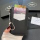 Prada Luxury Card Holder with Metal Triangle Logo & Chain