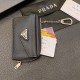 Prada Luxury Card Holder with Metal Triangle Logo & Chain