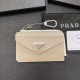 Prada Luxury Card Holder with Metal Triangle Logo & Chain