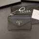 Prada Luxury Card Holder with Metal Triangle Logo & Chain