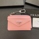 Prada Luxury Card Holder with Metal Triangle Logo & Chain
