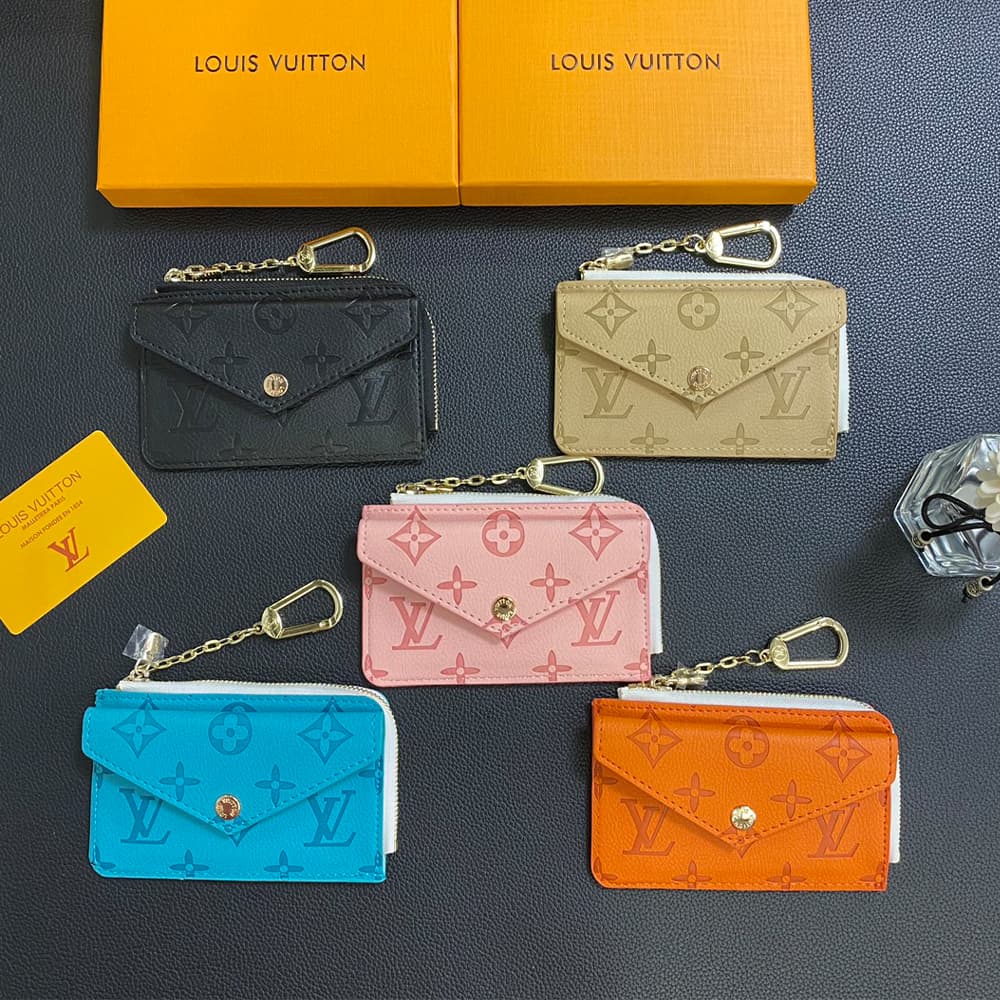 Louis Vuitton Embossed Monogram Card Holder with Gold Charm - Luxury Designer Wallet