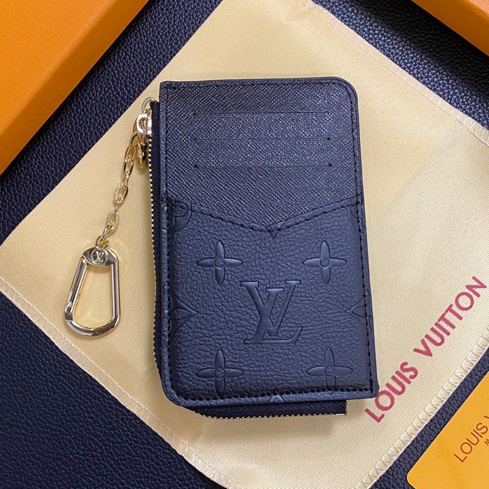 Louis Vuitton Embossed Monogram Card Holder with Gold Charm - Luxury Designer Wallet