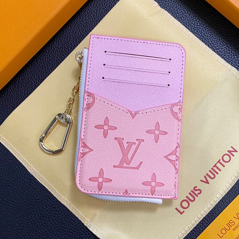 Louis Vuitton Embossed Monogram Card Holder with Gold Charm - Luxury Designer Wallet