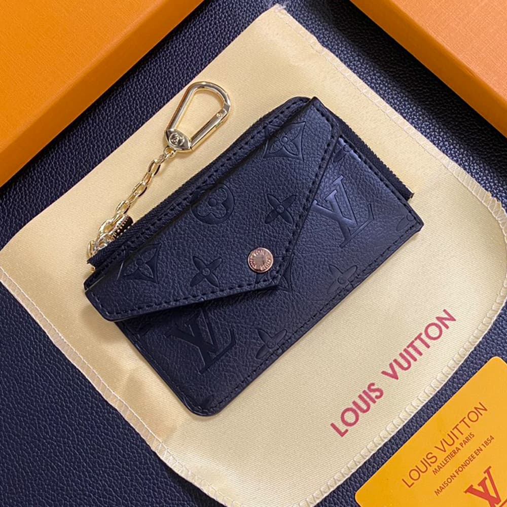 Louis Vuitton Embossed Monogram Card Holder with Gold Charm - Luxury Designer Wallet