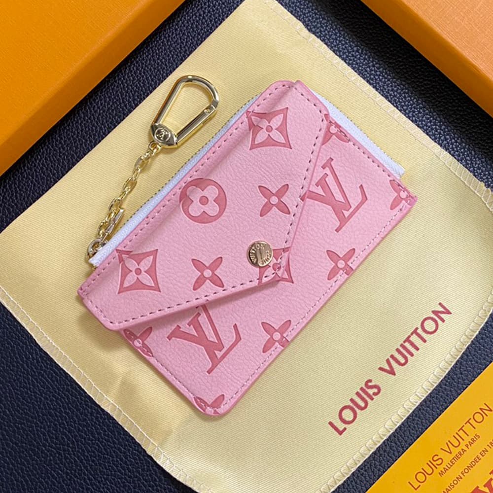 Louis Vuitton Embossed Monogram Card Holder with Gold Charm - Luxury Designer Wallet