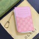 Gucci Embossed GG Supreme Card Holder with Gold-Tone Logo - Luxury Designer Wallet