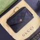 Gucci Embossed GG Supreme Card Holder with Gold-Tone Logo - Luxury Designer Wallet