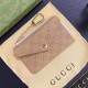 Gucci Embossed GG Supreme Card Holder with Gold-Tone Logo - Luxury Designer Wallet