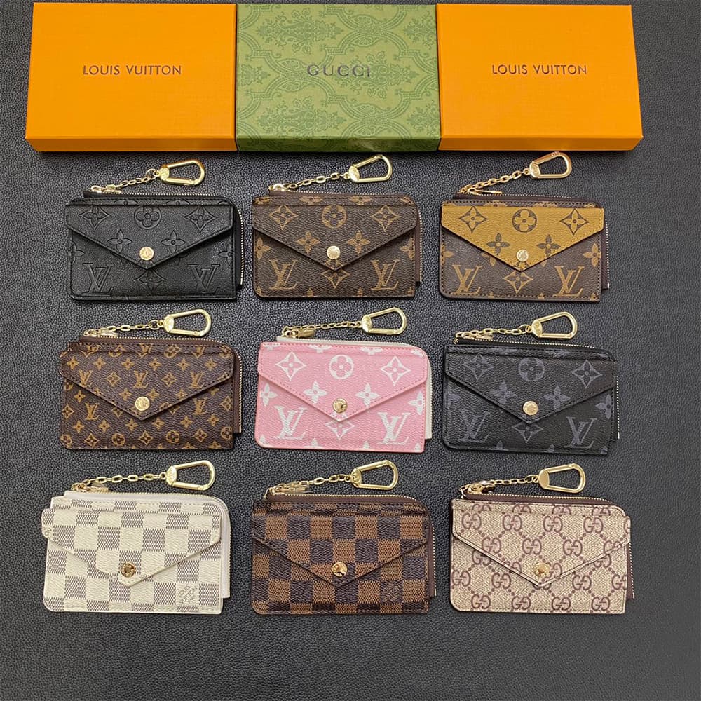 Louis Vuitton Monogram & Damier Card Holder with Gold-Tone Hardware – Luxury Designer Wallet