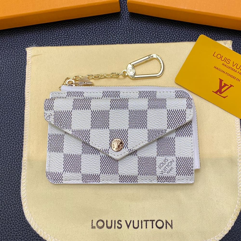 Louis Vuitton Monogram & Damier Card Holder with Gold-Tone Hardware – Luxury Designer Wallet