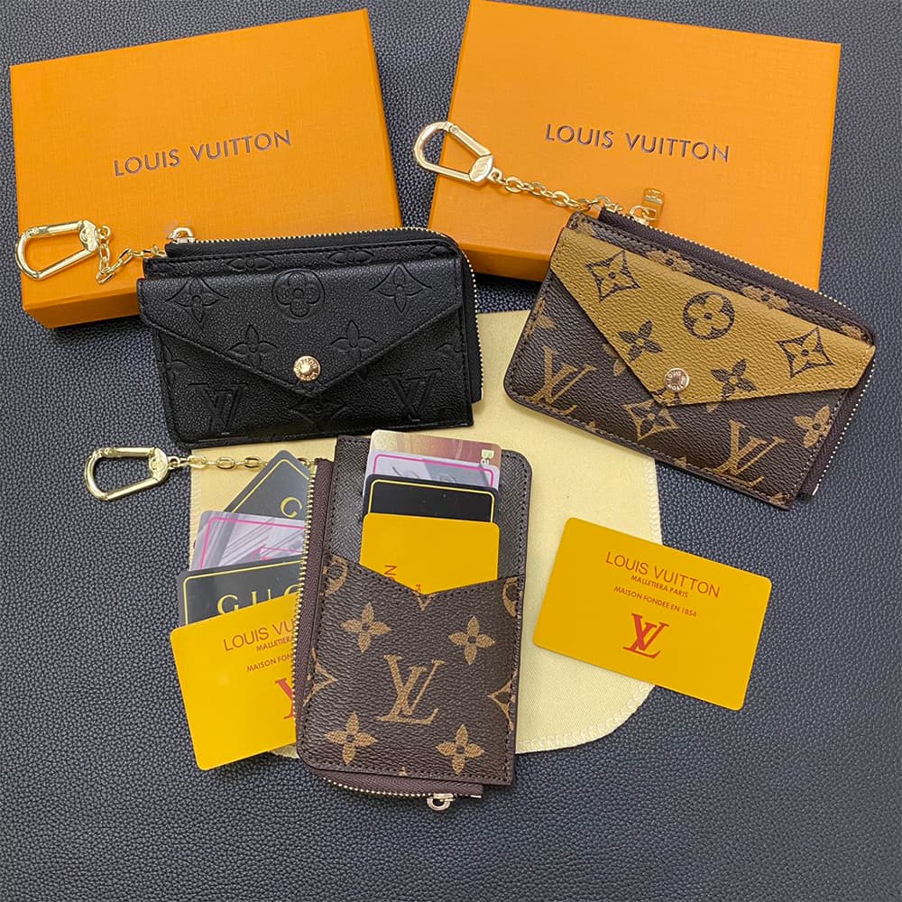 Louis Vuitton Monogram & Damier Card Holder with Gold-Tone Hardware – Luxury Designer Wallet