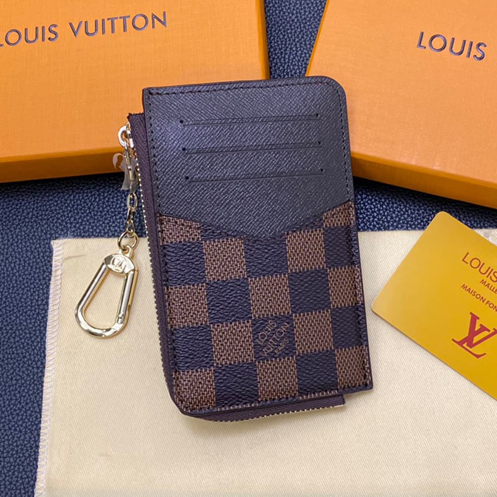 Louis Vuitton Monogram & Damier Card Holder with Gold-Tone Hardware – Luxury Designer Wallet