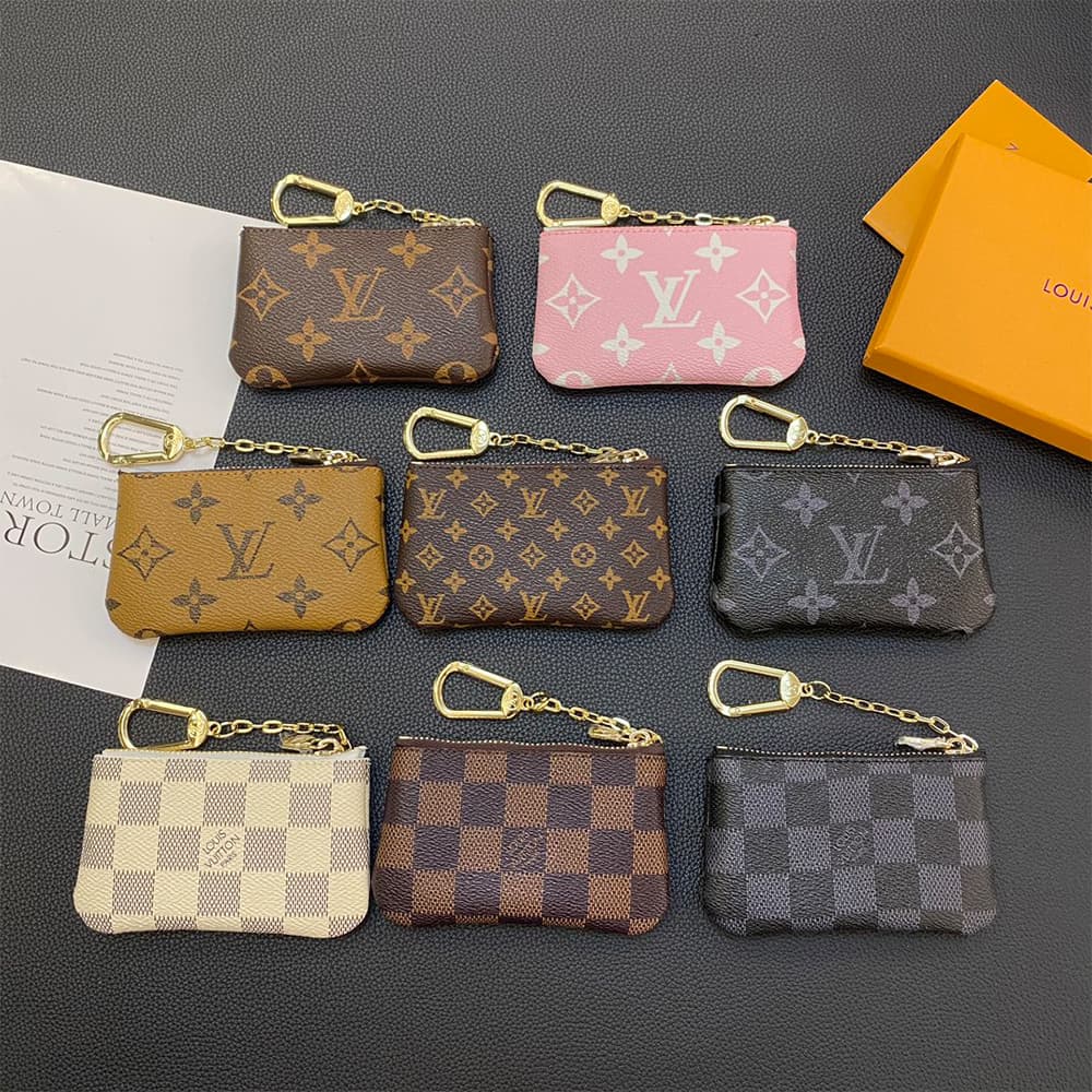 Louis Vuitton Inspired Luxury Card Holder – Monogram & Damier Patterns with Gold-toned Chain