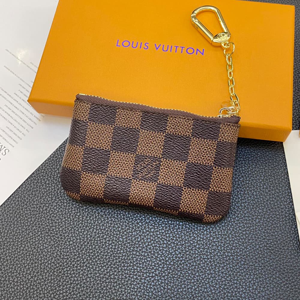 Louis Vuitton Inspired Luxury Card Holder – Monogram & Damier Patterns with Gold-toned Chain