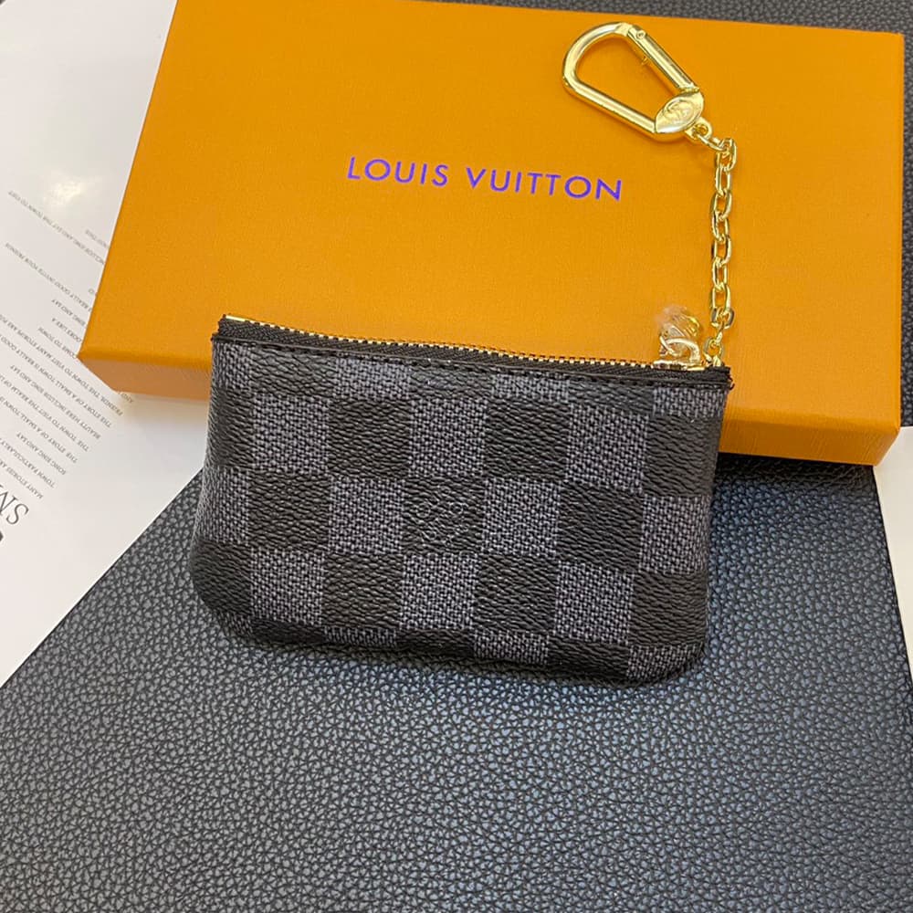 Louis Vuitton Inspired Luxury Card Holder – Monogram & Damier Patterns with Gold-toned Chain