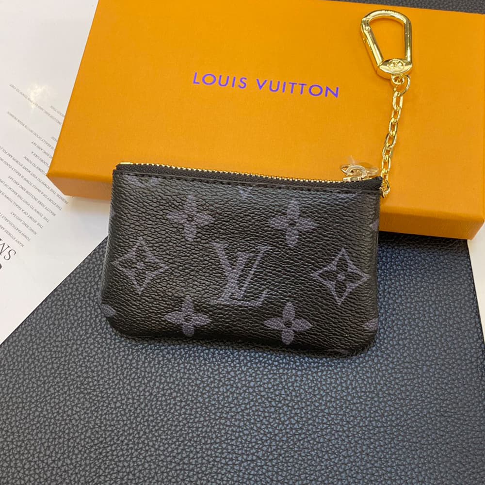 Louis Vuitton Inspired Luxury Card Holder – Monogram & Damier Patterns with Gold-toned Chain