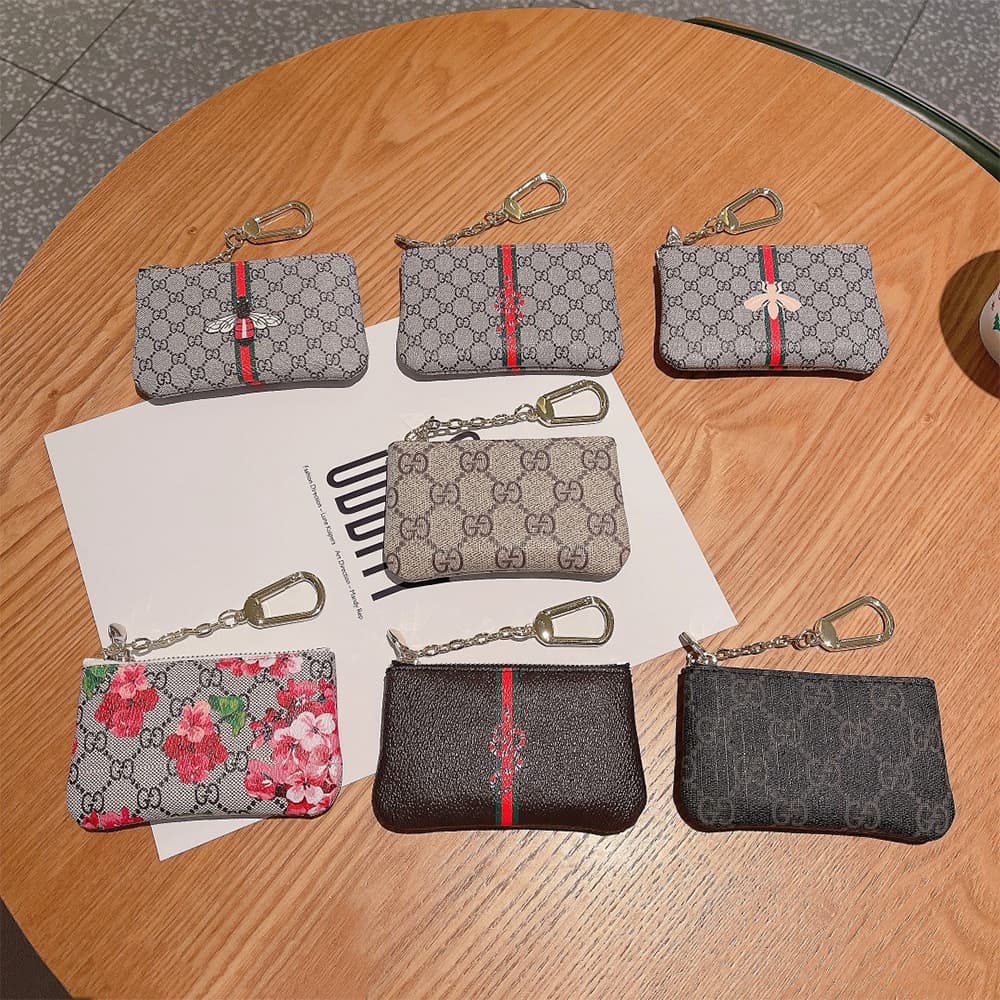 Gucci GG Monogram Luxury Card Holder with Gold-toned Chain (Small Wallet for Cards & Cash)