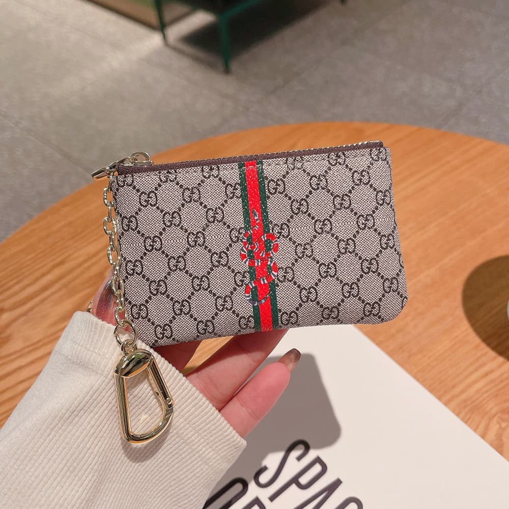 Gucci GG Monogram Luxury Card Holder with Gold-toned Chain (Small Wallet for Cards & Cash)