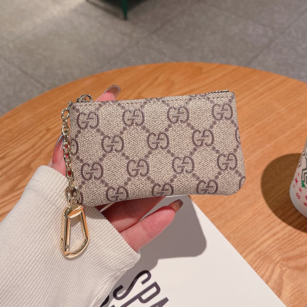 Gucci GG Monogram Luxury Card Holder with Gold-toned Chain (Small Wallet for Cards & Cash)