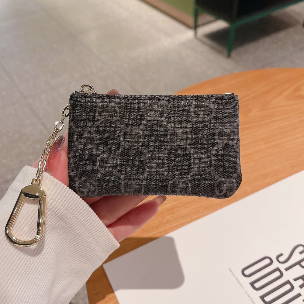 Gucci GG Monogram Luxury Card Holder with Gold-toned Chain (Small Wallet for Cards & Cash)