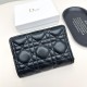 Dior Cannage Quilted Leather Luxury Card Holder with Gold-toned D.I.O.R. Charm (Black)