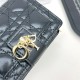 Dior Cannage Quilted Leather Luxury Card Holder with Gold-toned D.I.O.R. Charm (Black)